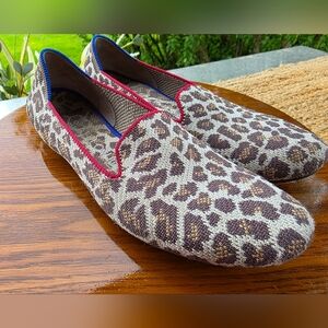 Rothy's Brown and Red Flats with Animal Print
